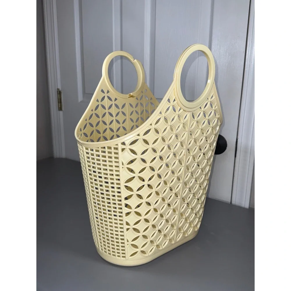 Sun Jellies Retro Atomic Tote Bag Yellow Jelly Basket Vintage Style Market Beach